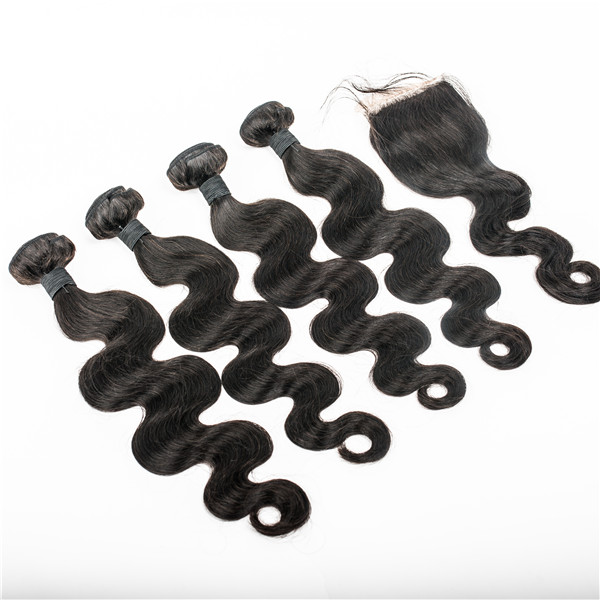 Indian remy body wave hair weft with closure large stock lp78